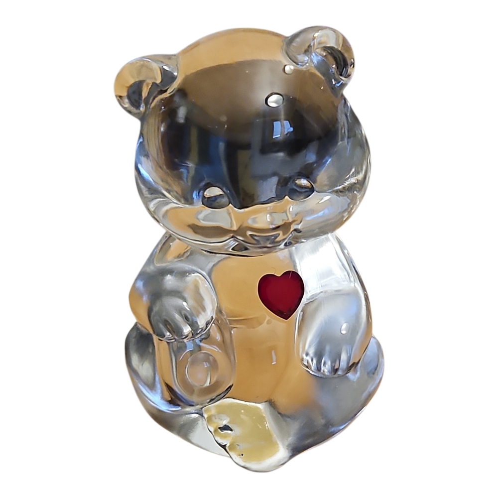 Vintage Fenton Birthstone Bear January Garnet Red Heart Glass Figurine 3.5